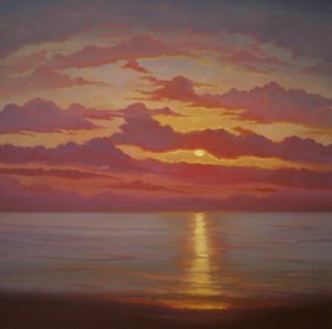 Noordelijke zee, 2005 Zonsondergang zeelandschap